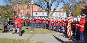 The Marine Drum and Bugle Corp, under the direction of Major Brian Dix