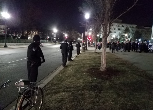 US Capitol Police, at the ready this time to keep protesters out of the street.